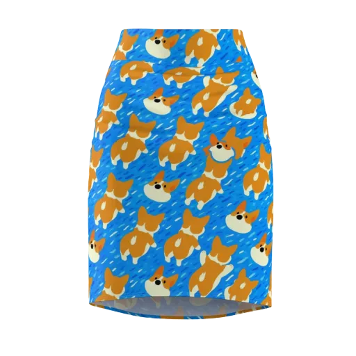Blue Zoomies on a Pencil Skirt
