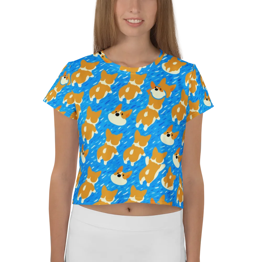 Blue Zoomies on Crop Tee — Front