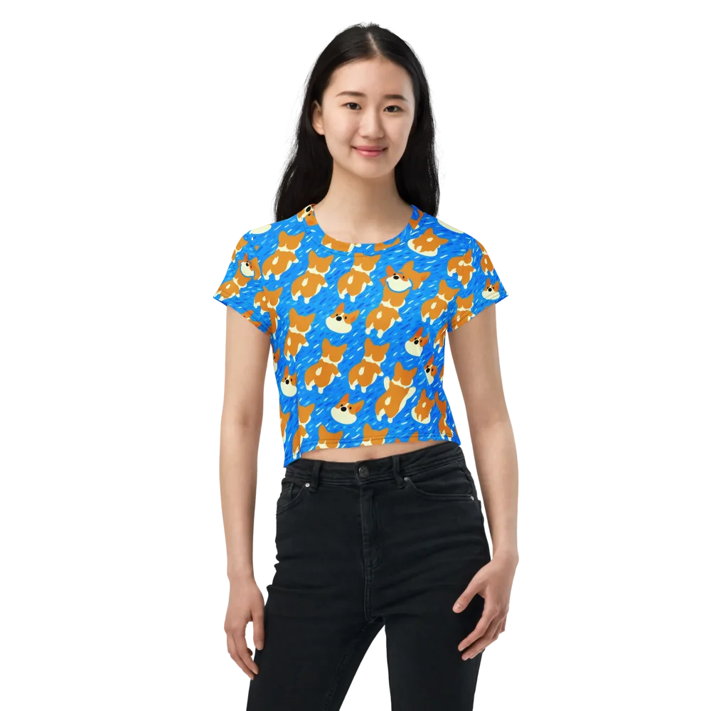 Blue Zoomies on Crop Tee — Front
