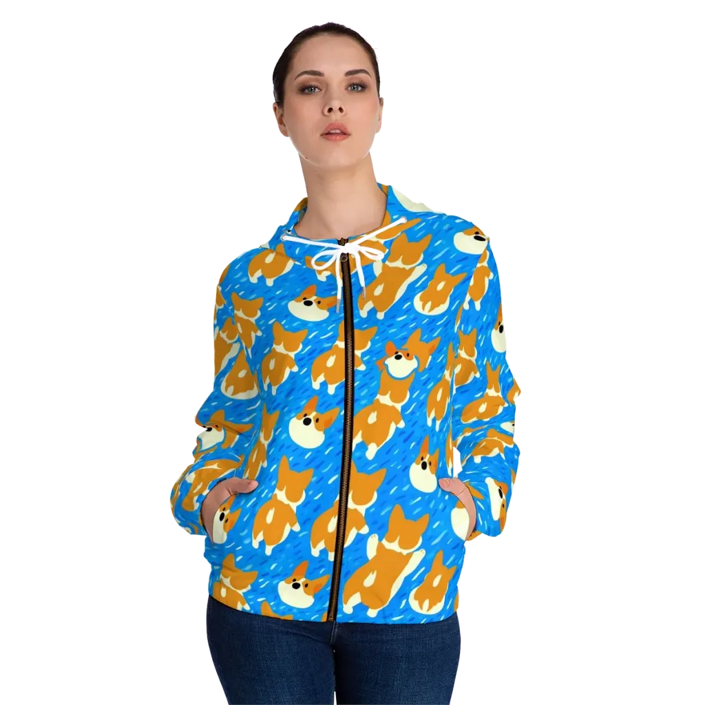 Blue Zoomies on Women's Full-Zip Hoodie — Front On Person