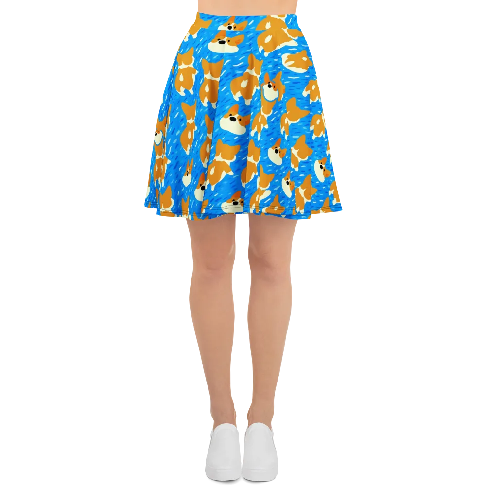 Blue Zoomies on Skater Skirt — Front