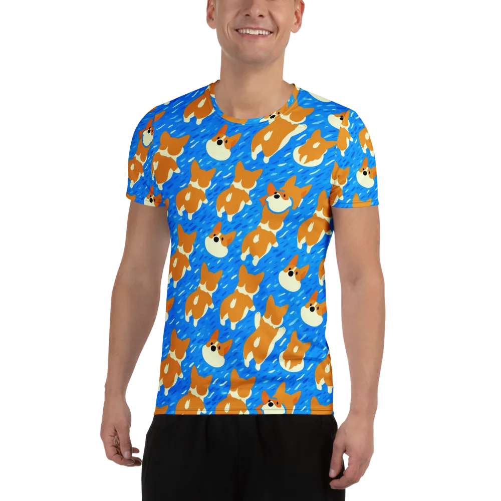 Blue Zoomies on Men's Athletic T-Shirt — Front