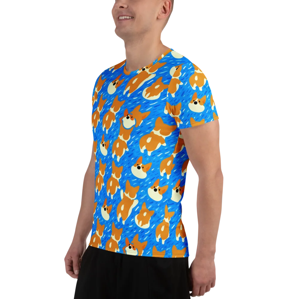 Blue Zoomies on Men's Athletic T-Shirt — Left