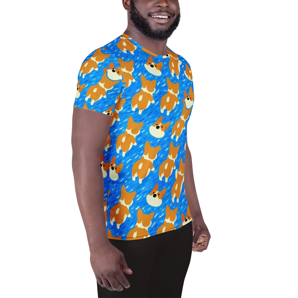 Blue Zoomies on Men's Athletic T-Shirt — Right