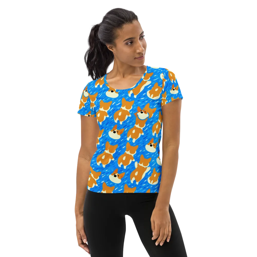Blue Zoomies on Women's Athletic T-Shirt — Front