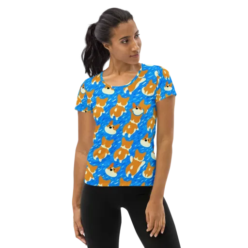 Blue Zoomies on a Women's Athletic T-Shirt