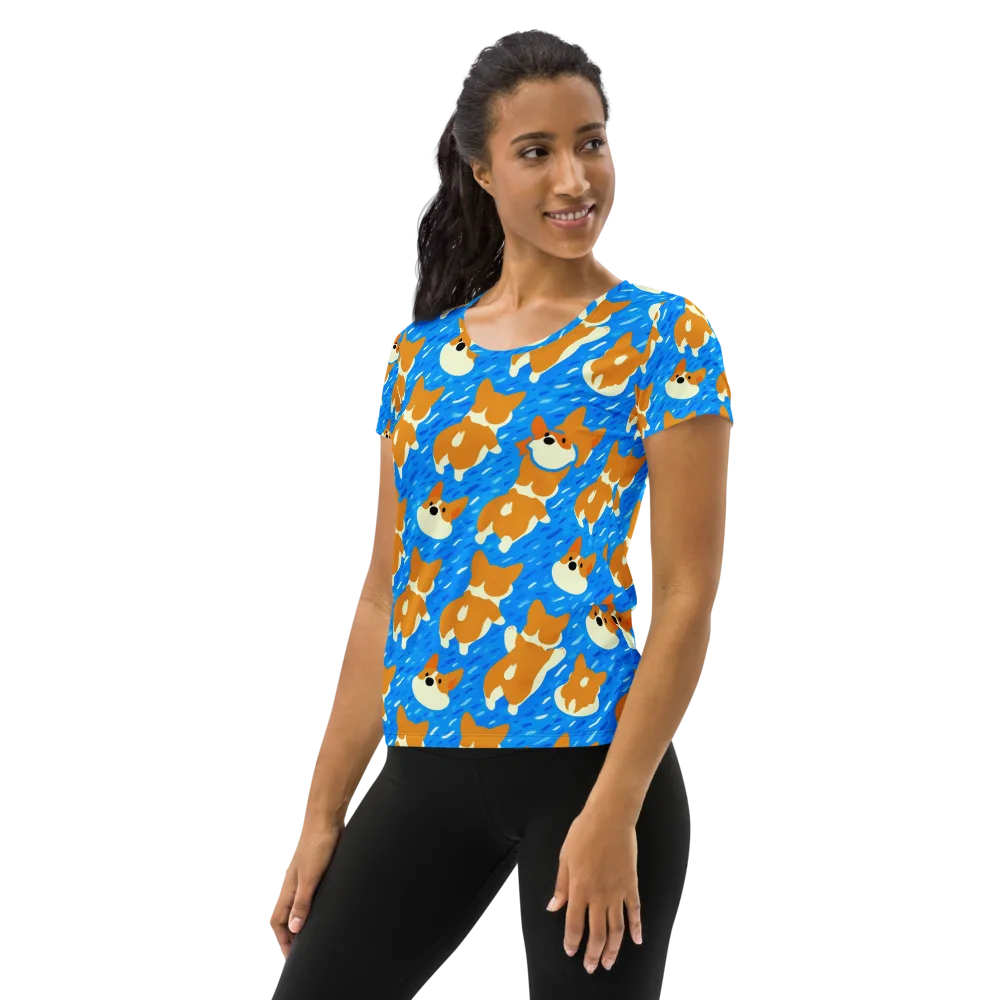 Blue Zoomies on Women's Athletic T-Shirt — Left
