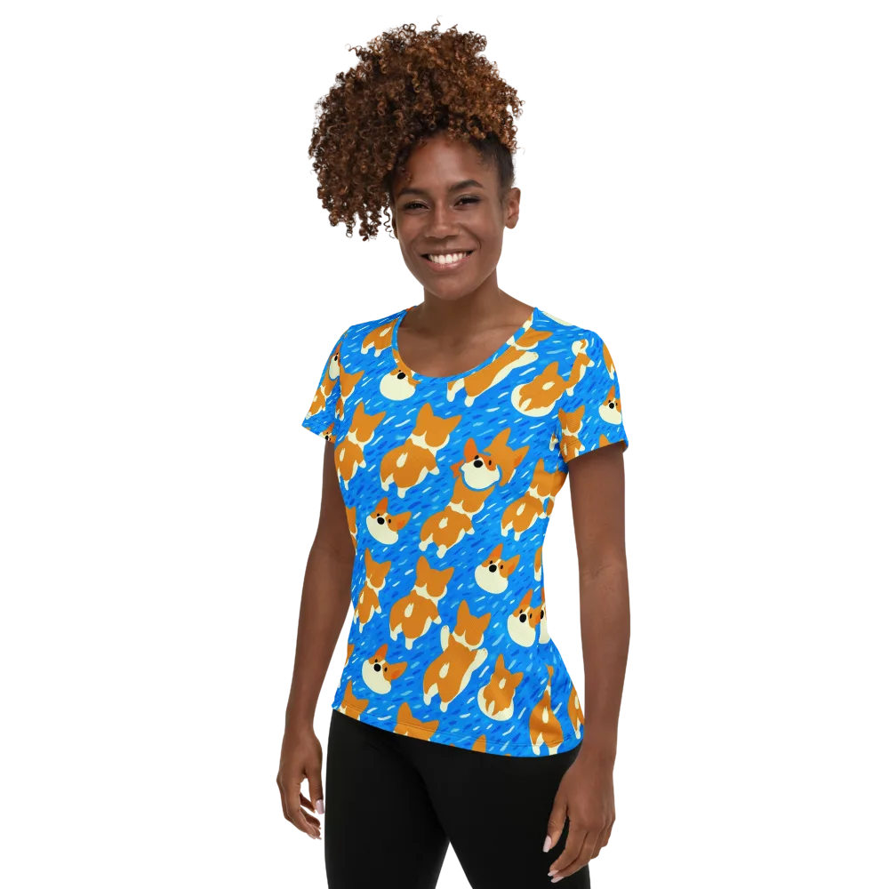 Blue Zoomies on Women's Athletic T-Shirt — Left