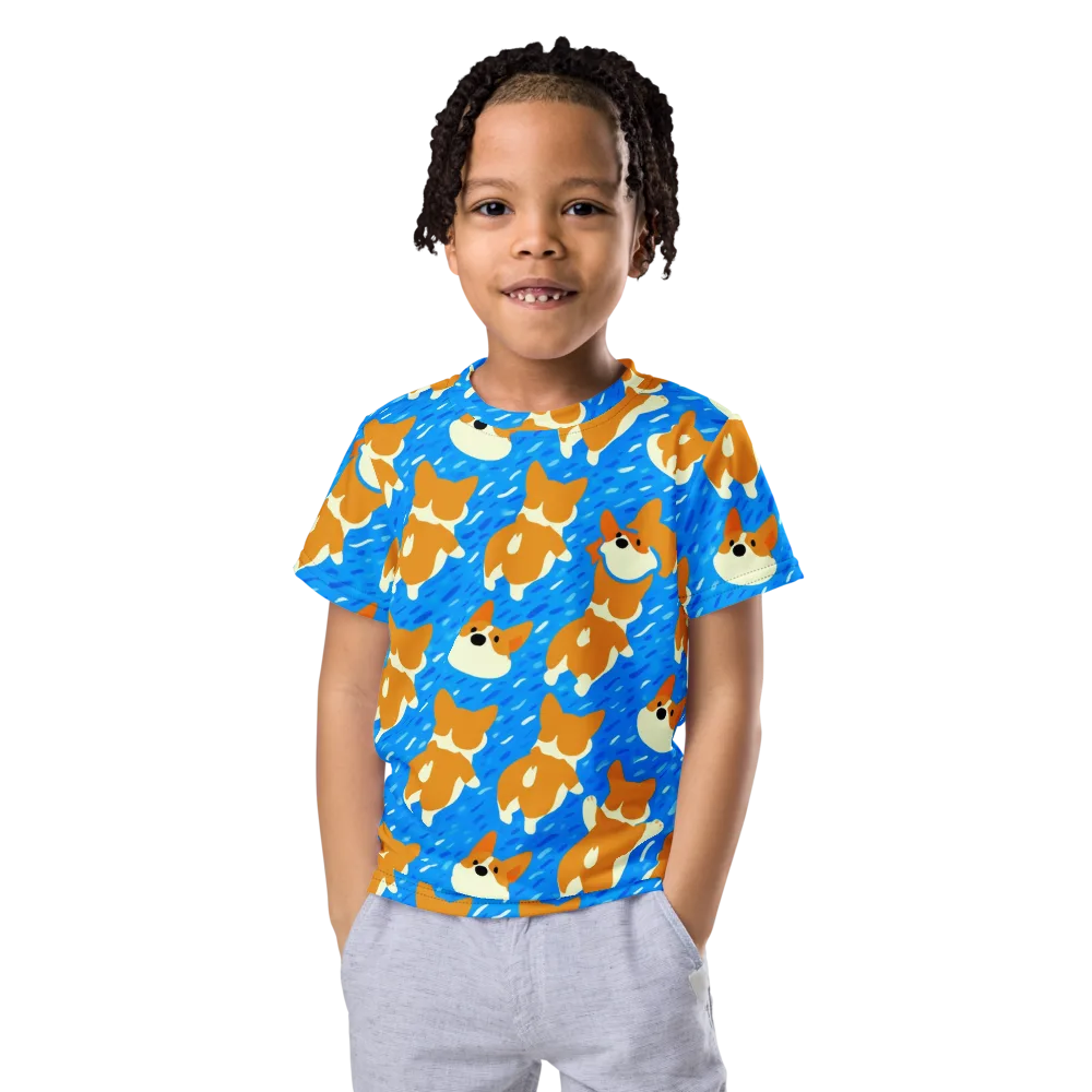 Blue Zoomies on Kids Crew Neck T-Shirt — Front