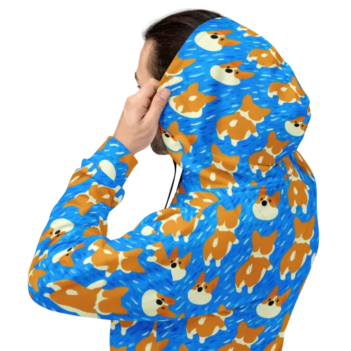 Blue Zoomies on a Hoodie