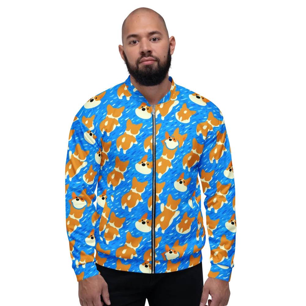 Blue Zoomies on Bomber Jacket — Front