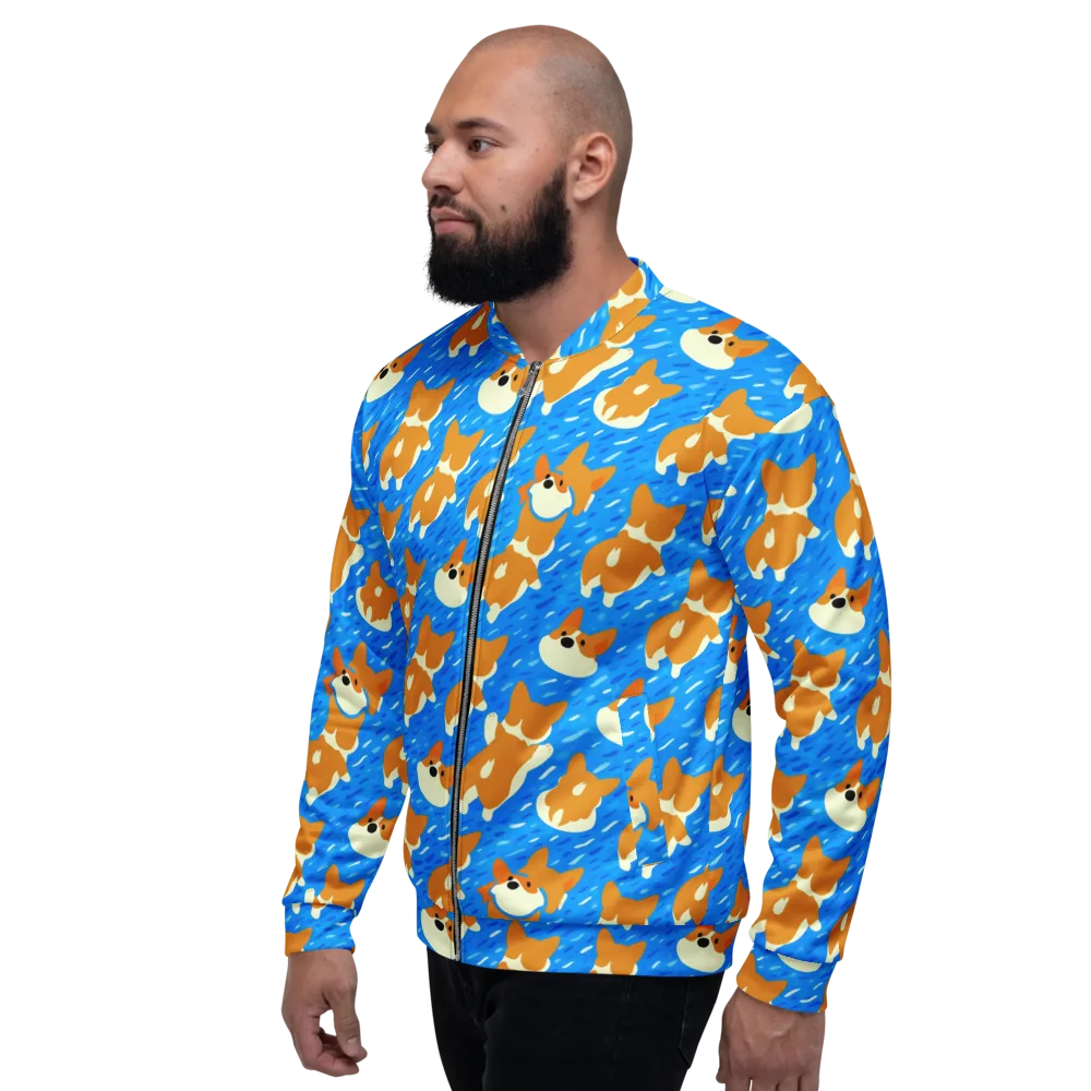 Blue Zoomies on Bomber Jacket — Left