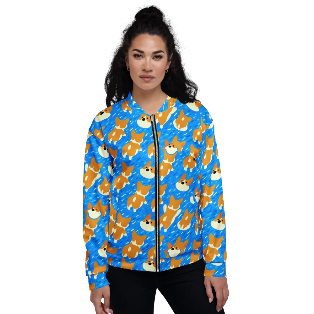 Blue Zoomies on Bomber Jacket — Front