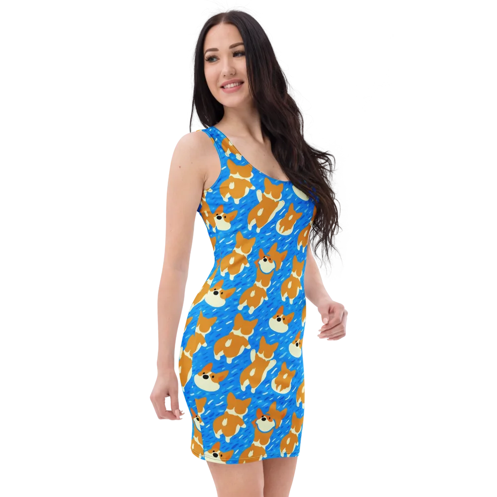 Blue Zoomies on Bodycon Dress — Right Front
