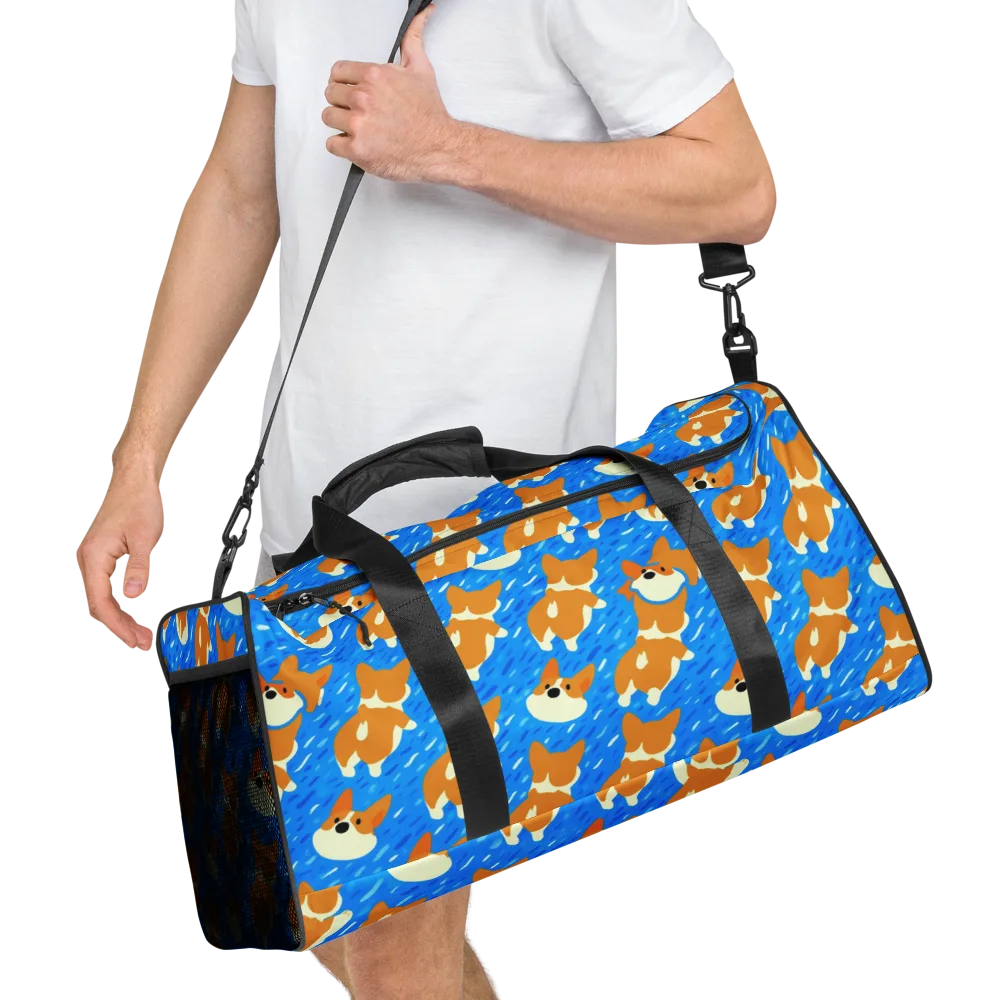 Blue Zoomies on Duffle Bag — Right Front