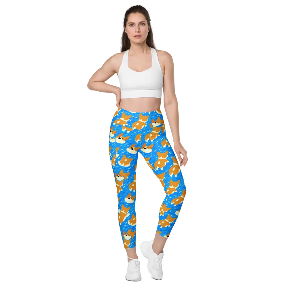 Blue Zoomies on Leggings with Pockets — Front