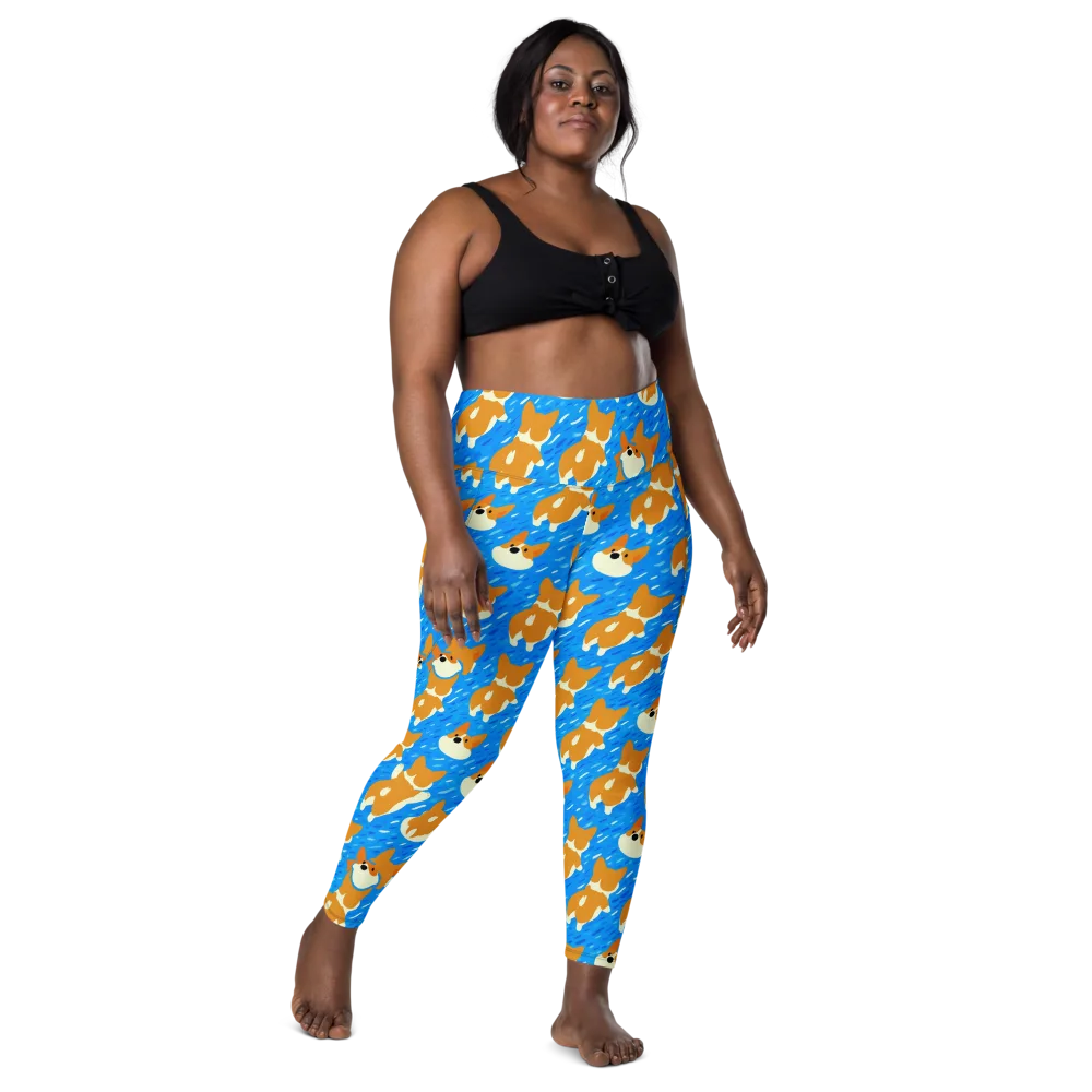 Blue Zoomies on Leggings with Pockets — Front