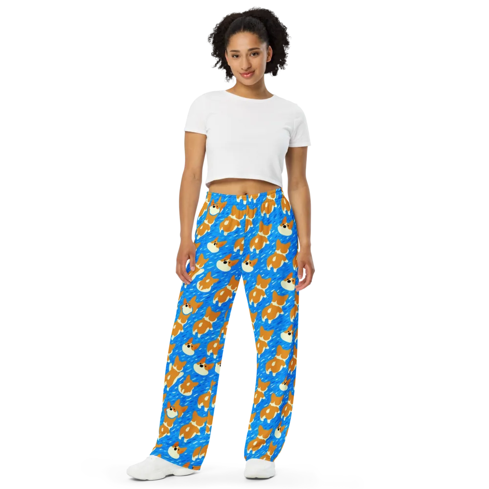 Blue Zoomies on Wide-Leg Pants — Front