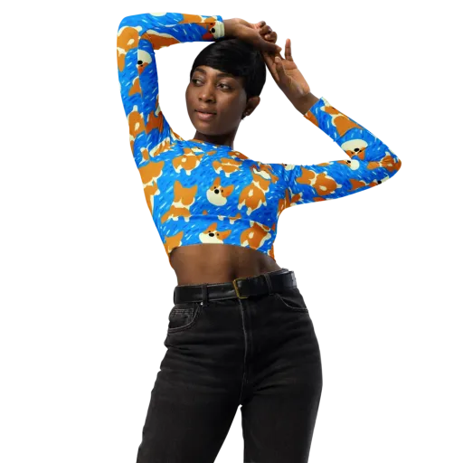 Blue Zoomies on a Long Sleeve Crop Top