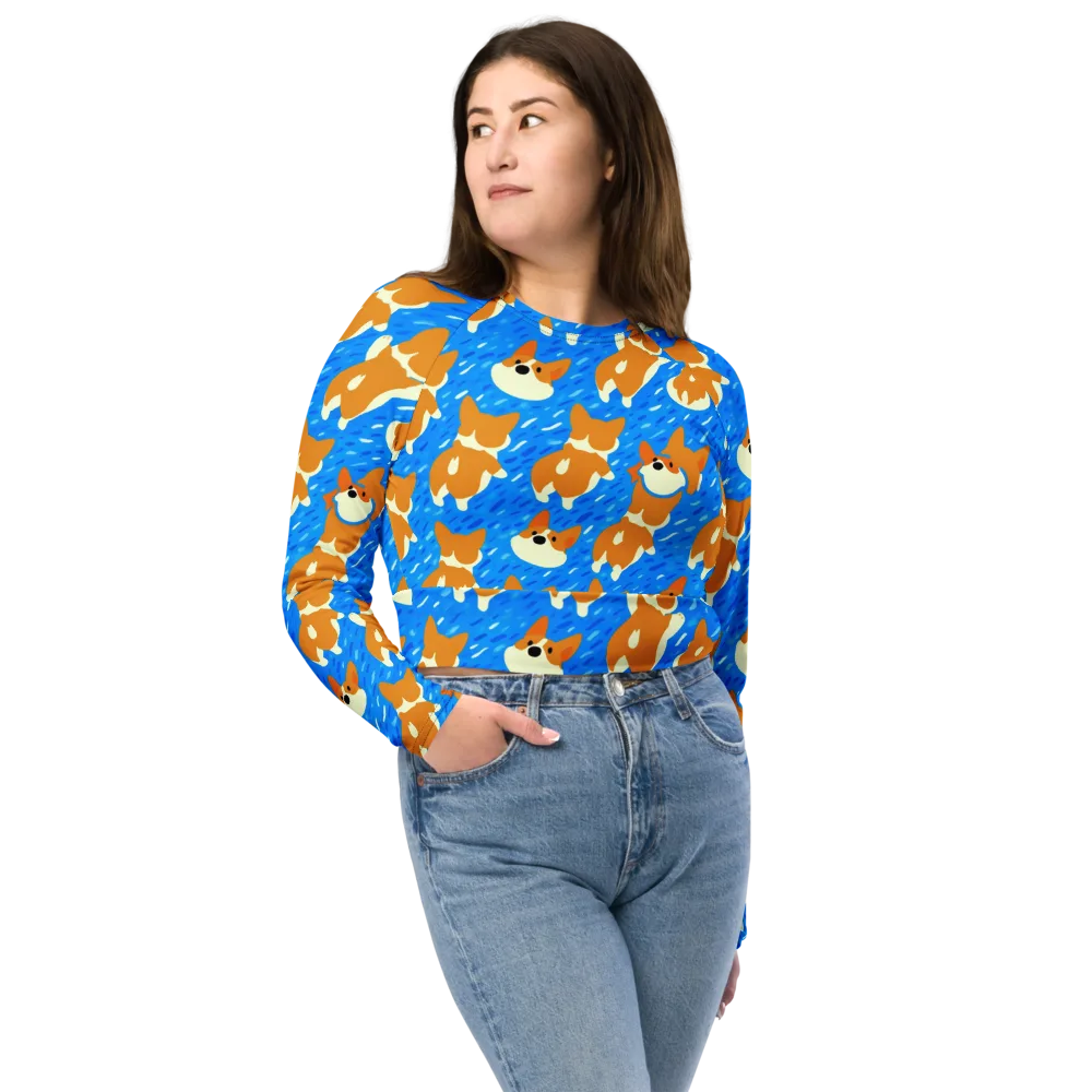 Blue Zoomies on Long Sleeve Crop Top — Front