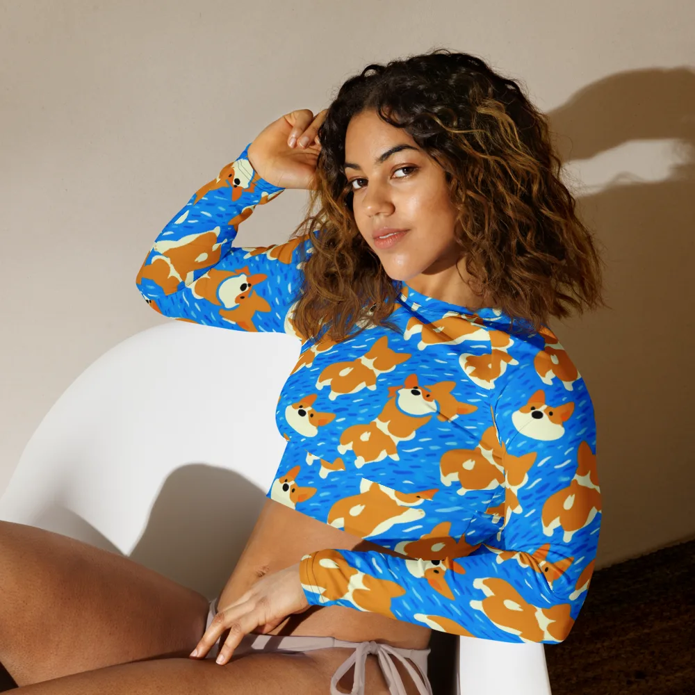 Blue Zoomies on Long Sleeve Crop Top — Left Front