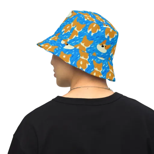 Blue Zoomies on a Reversible Bucket Hat