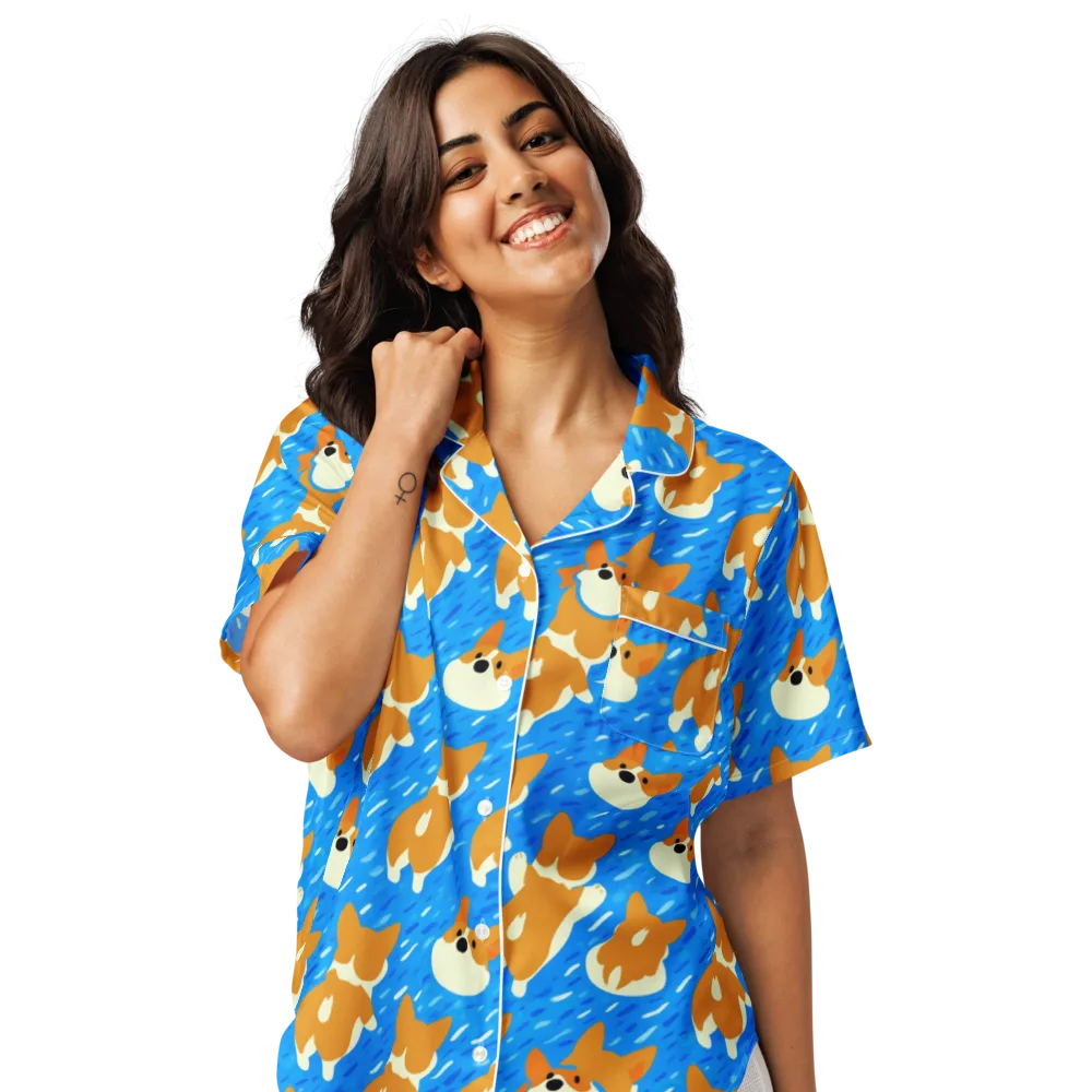 Blue Zoomies on Women's Short Sleeve Pajama Top — Front