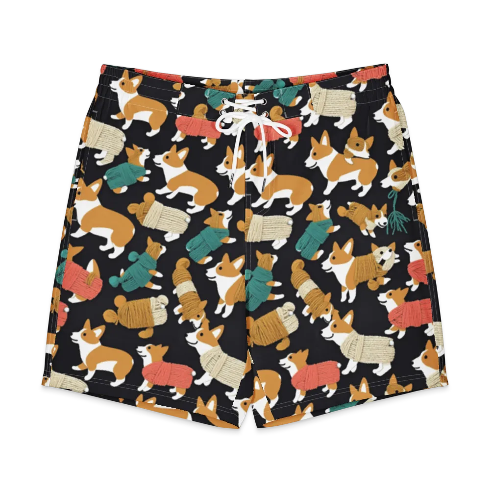 Corgi Cozy on Men's Board Shorts — Front