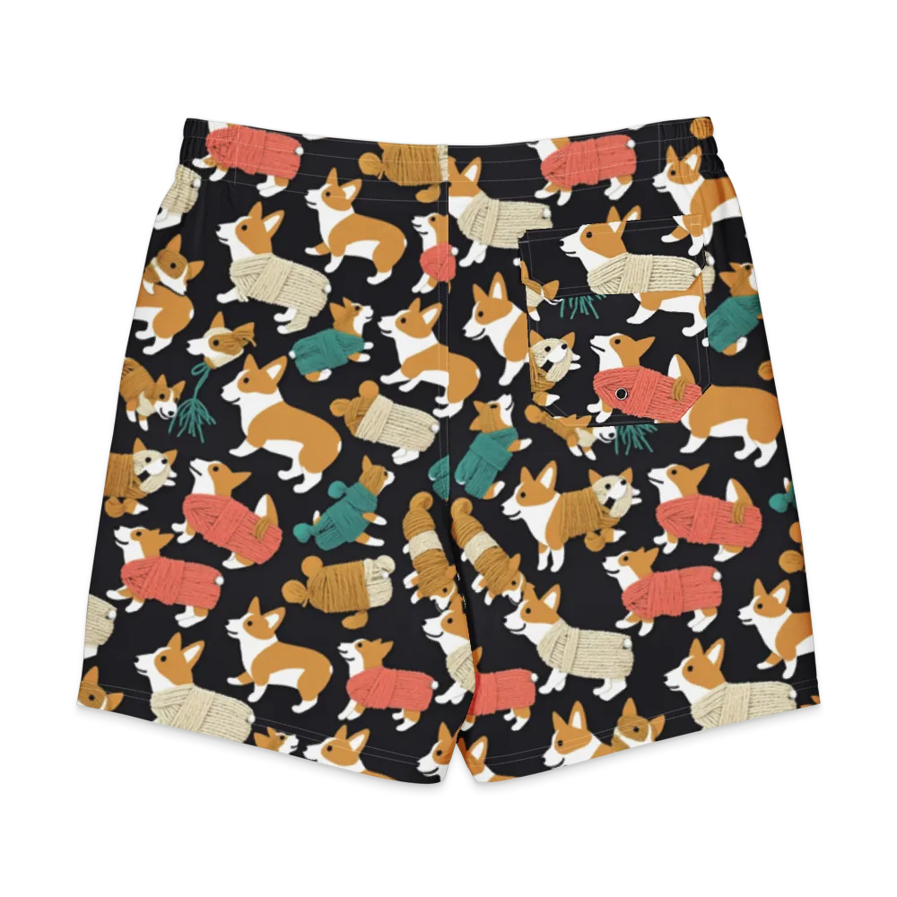 Corgi Cozy on Men's Board Shorts — Back