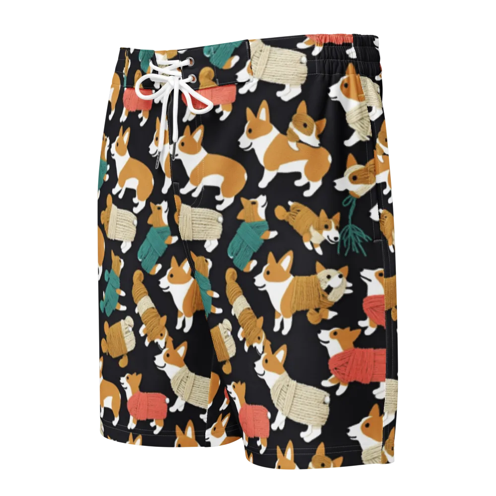 Corgi Cozy on Men's Board Shorts — Front