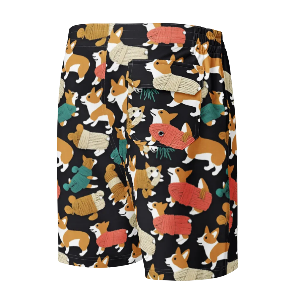 Corgi Cozy on Men's Board Shorts — Back