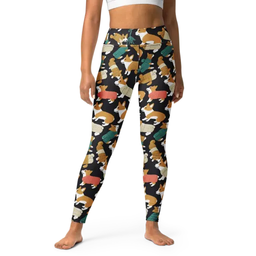 Corgi Cozy on a Yoga Leggings