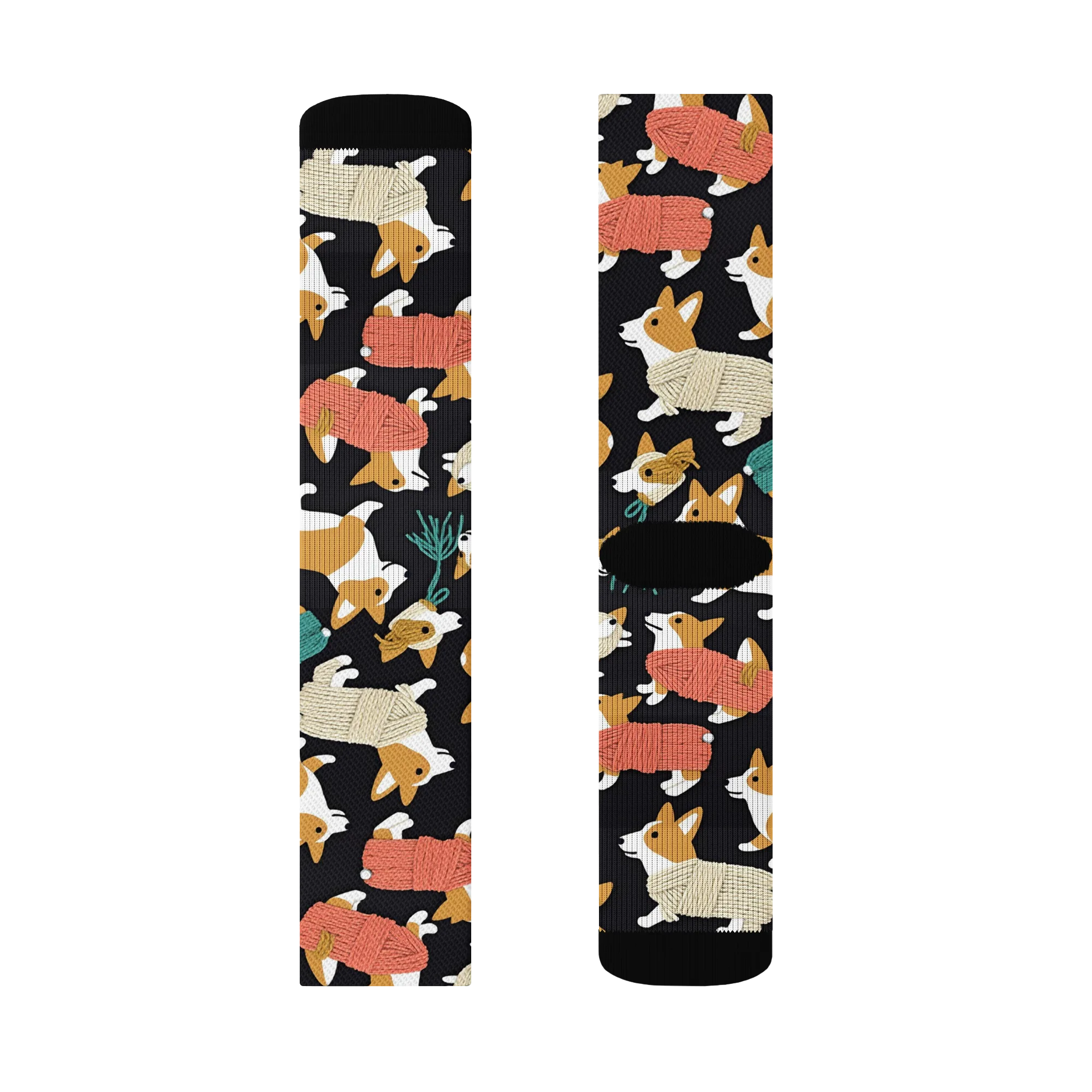 Corgi Cozy on Socks — Left Sock