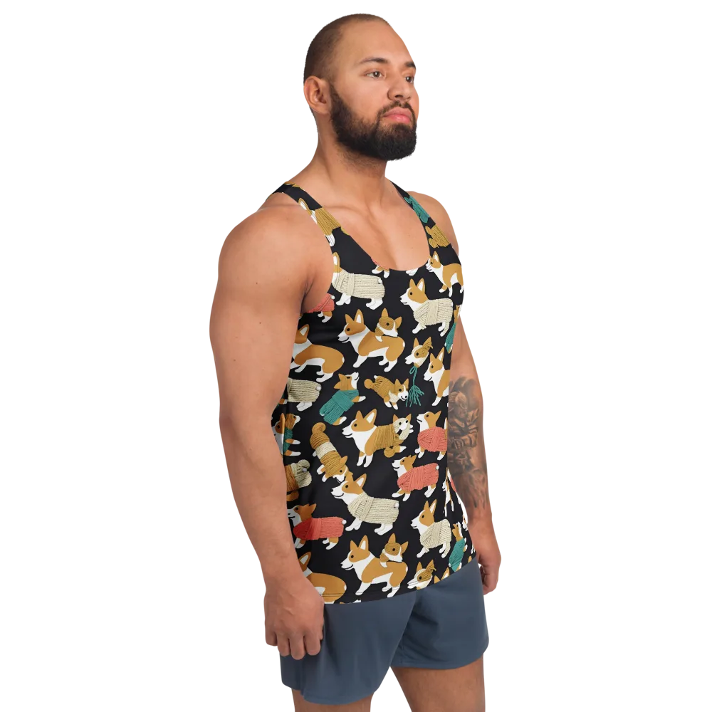 Corgi Cozy on Men's Tank Top — Right Front