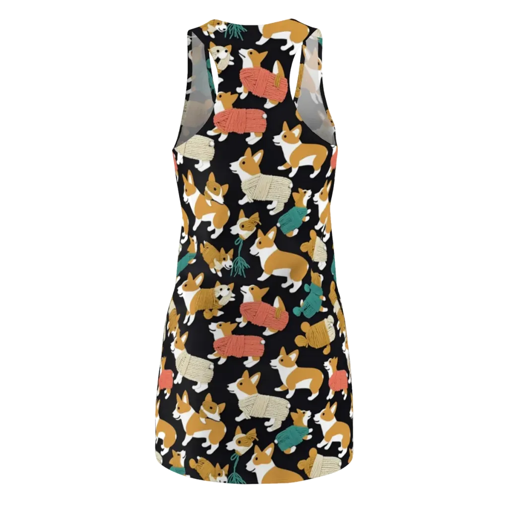 Corgi Cozy on Racerback Dress — Back