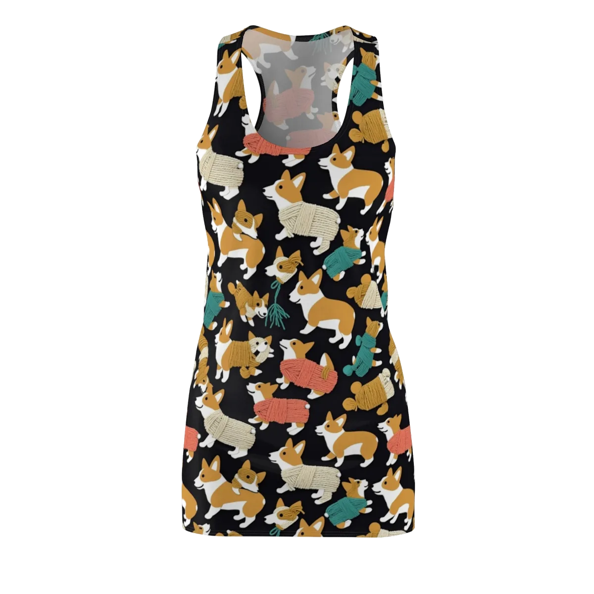 Corgi Cozy on Racerback Dress — Front