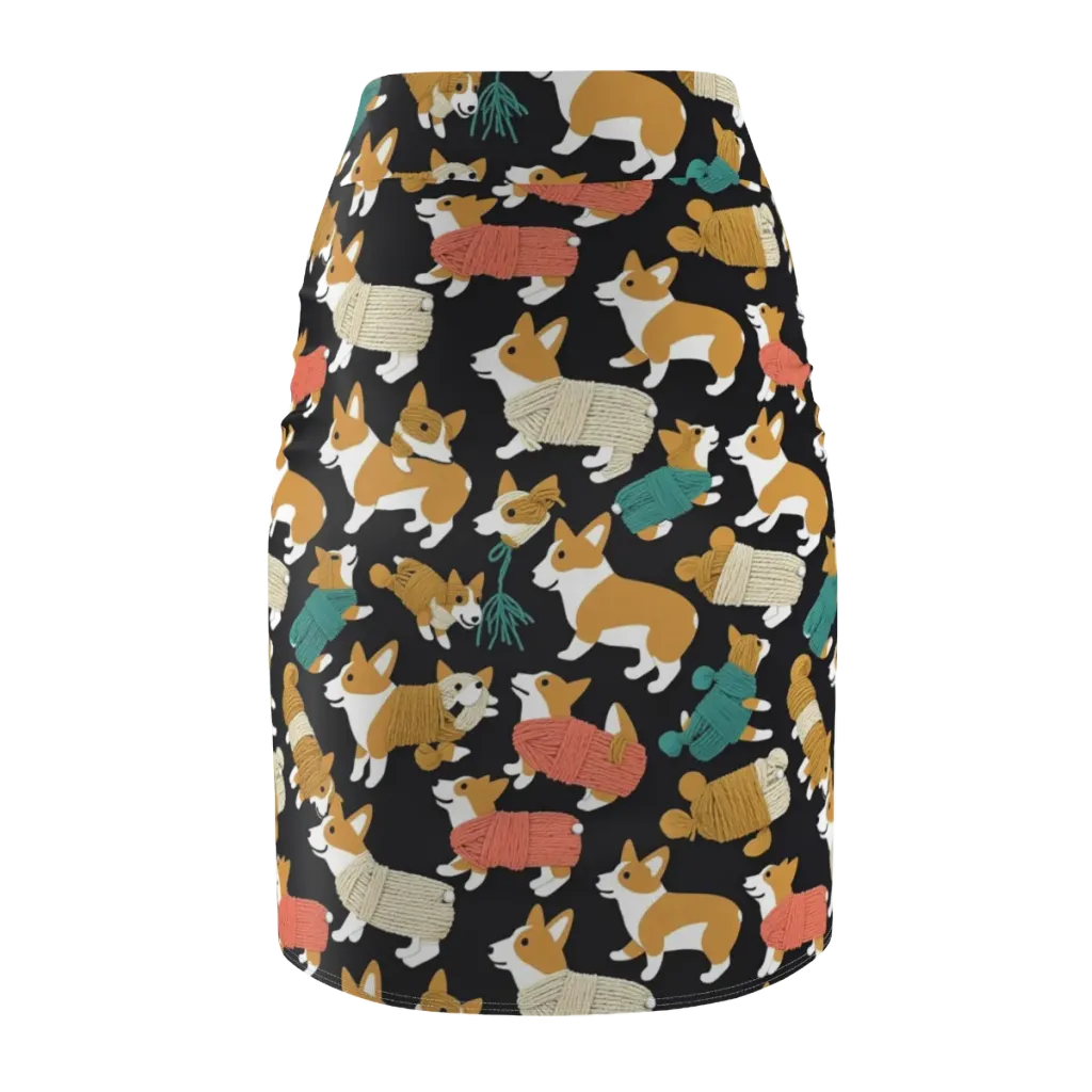 Corgi Cozy on Pencil Skirt — Back