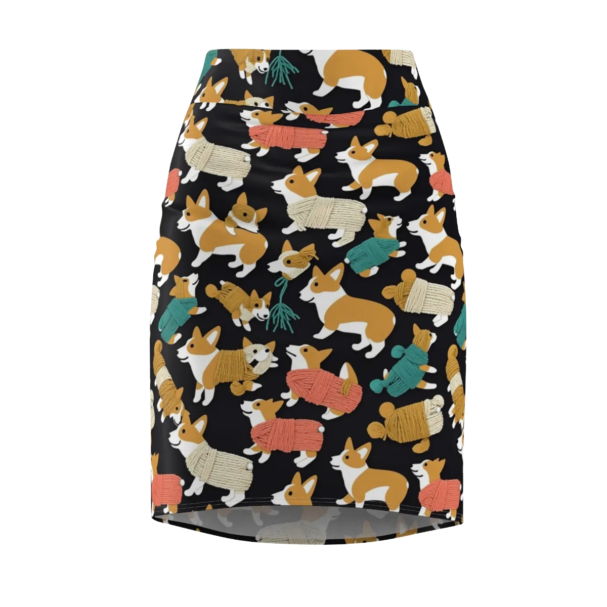 Corgi Cozy on Pencil Skirt — Front