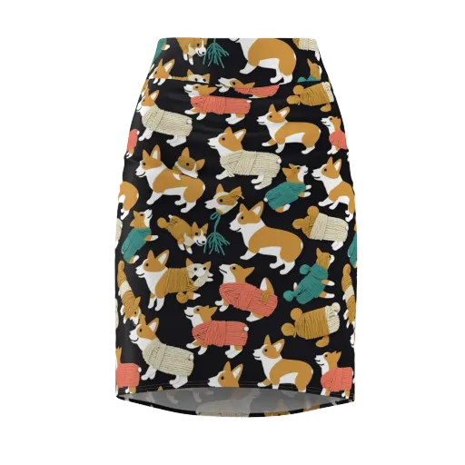 Corgi Cozy on a Pencil Skirt