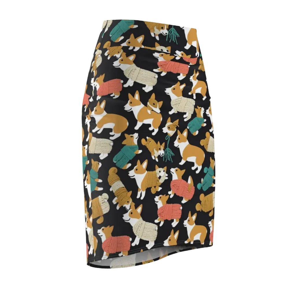Corgi Cozy on Pencil Skirt — Front Side