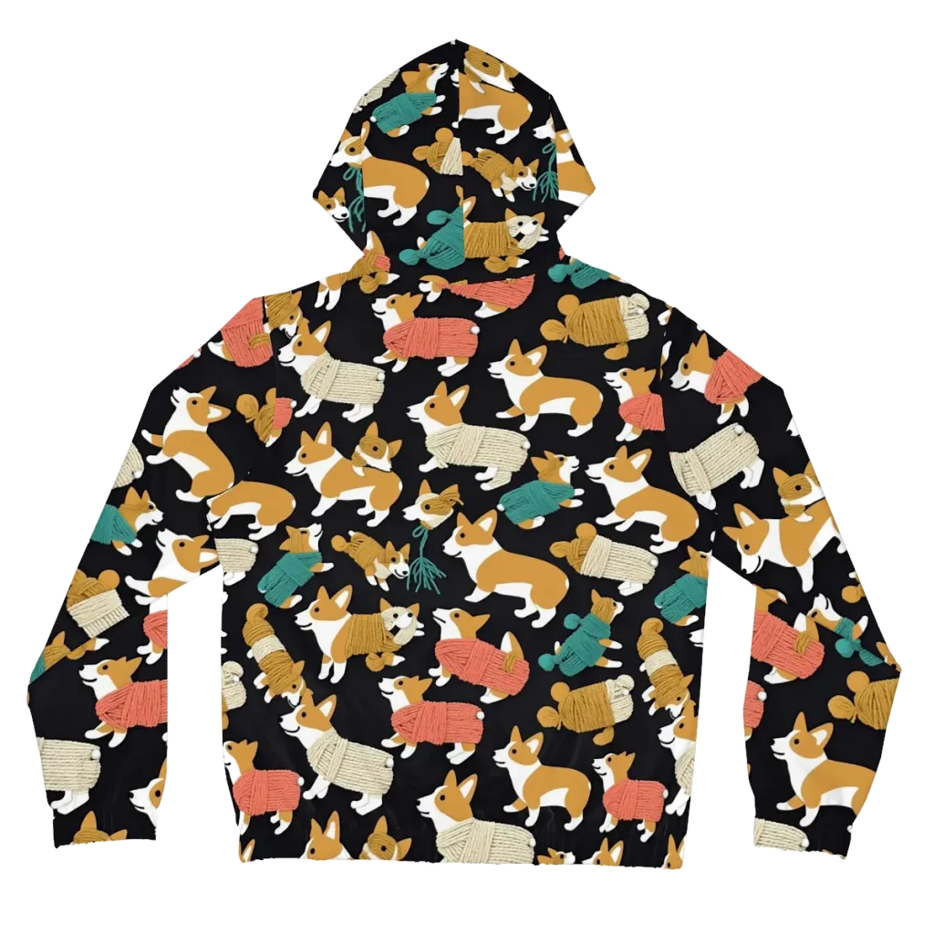 Corgi Cozy on Women's Full-Zip Hoodie — Back