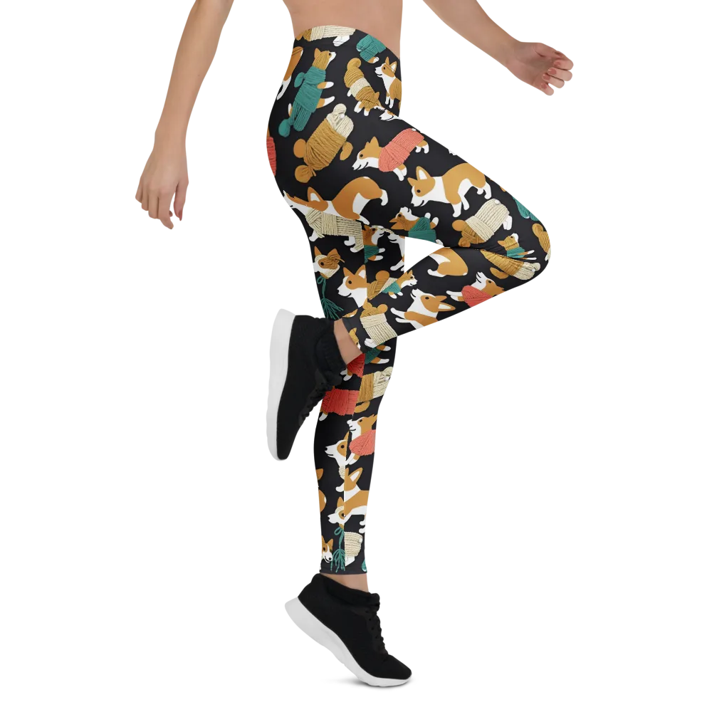 Corgi Cozy on Leggings — Right