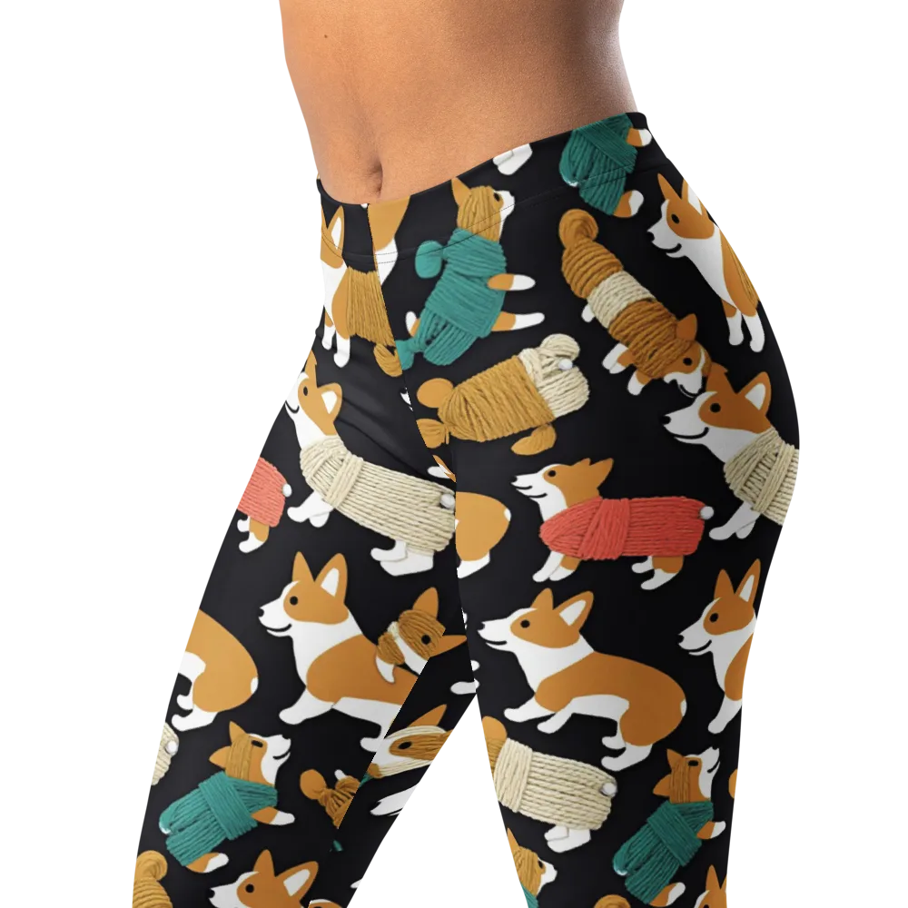 Corgi Cozy on Leggings — Left Front