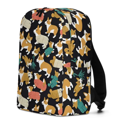 Corgi Cozy on a Minimalist Backpack