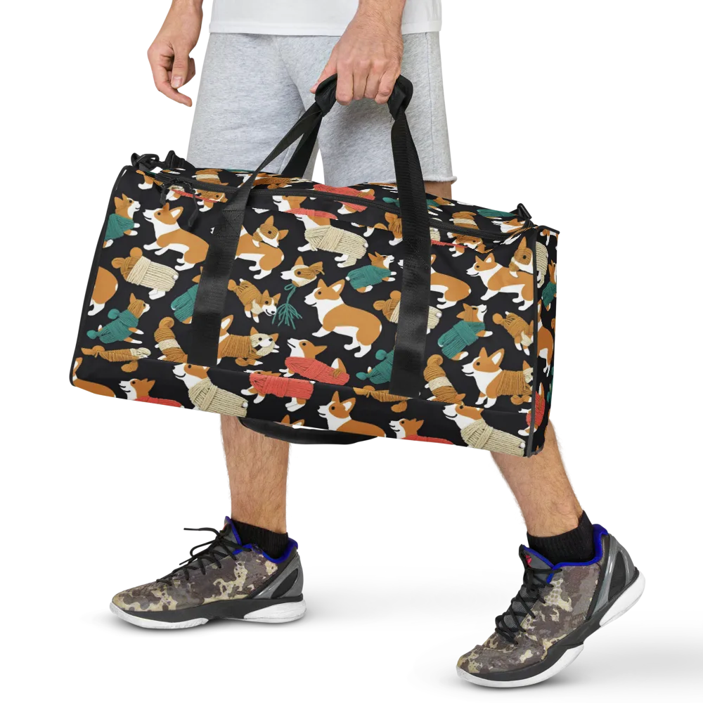 Corgi Cozy on Duffle Bag — Front