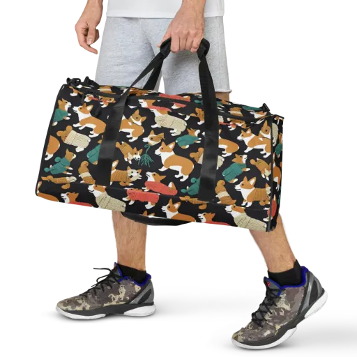 Corgi Cozy on a Duffle Bag