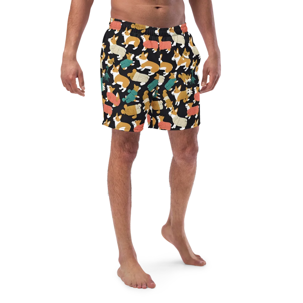 Corgi Cozy on Swim Trunks — Front