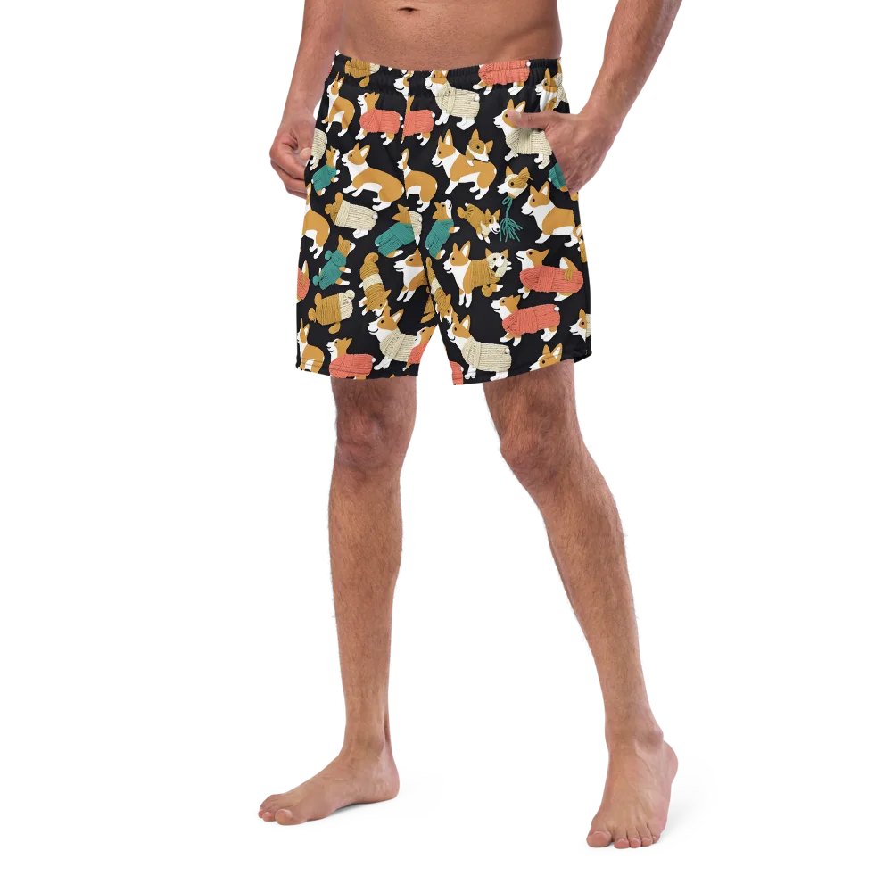 Corgi Cozy on Swim Trunks — Left Front