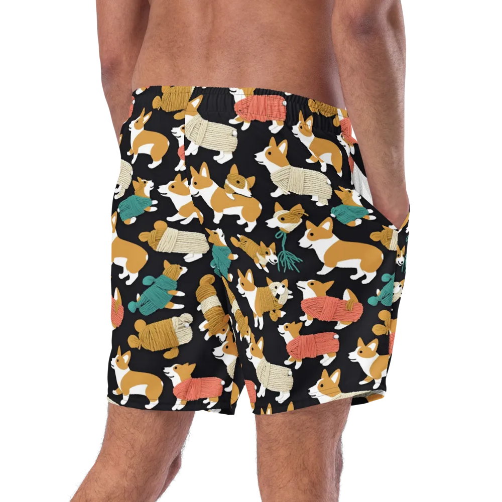 Corgi Cozy on Swim Trunks — Right Back