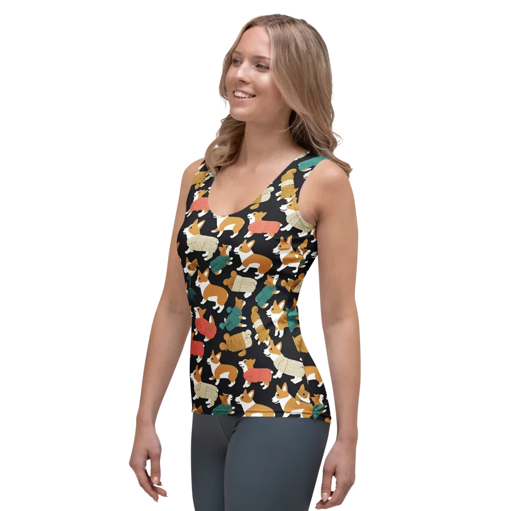 Corgi Cozy on Women's Tank Top — Left Front